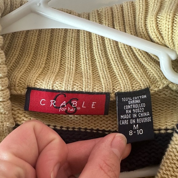 Crable For Her Full Zip Cardigan Sweater Size M 8-10 Striped Academia Varsity - Picture 4 of 7